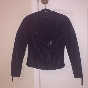 Topshop Quilted Faux Leather Biker Jacket